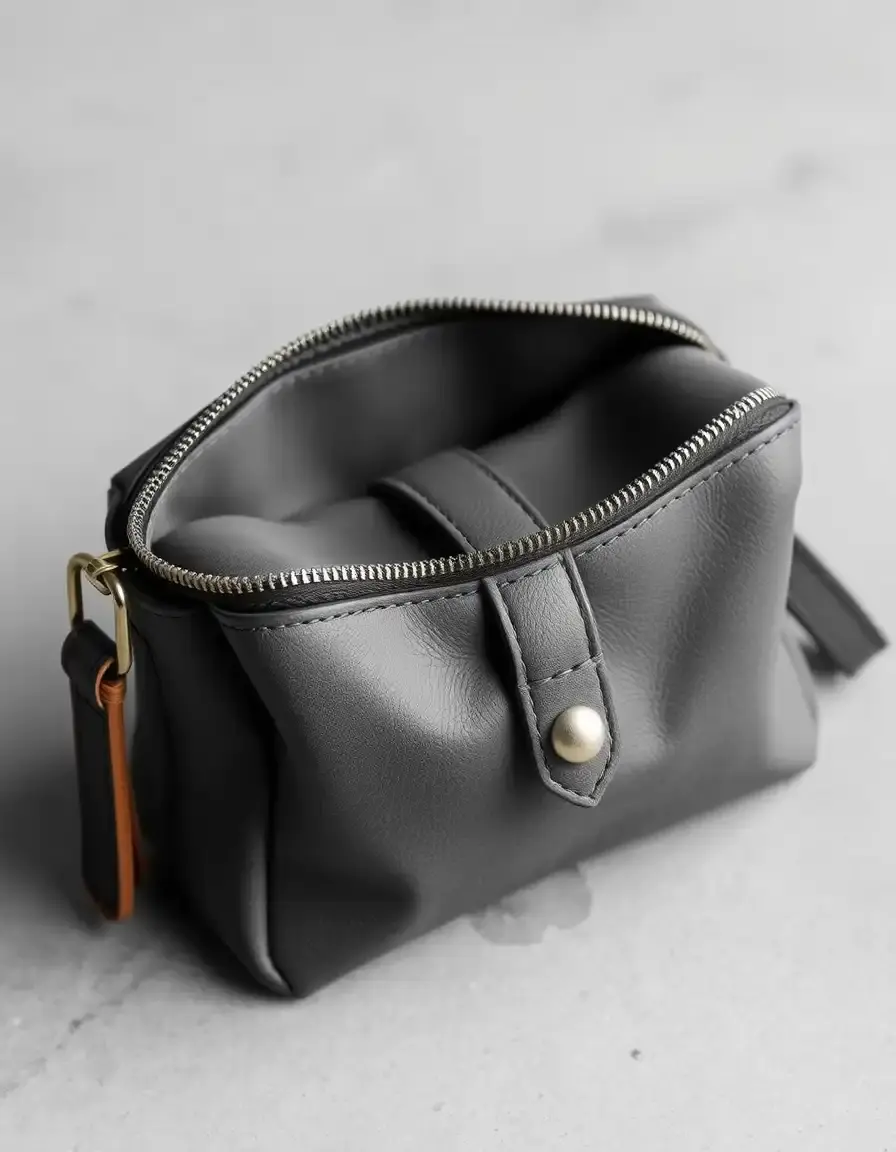Pochette de voyage grise en cuir pour homme