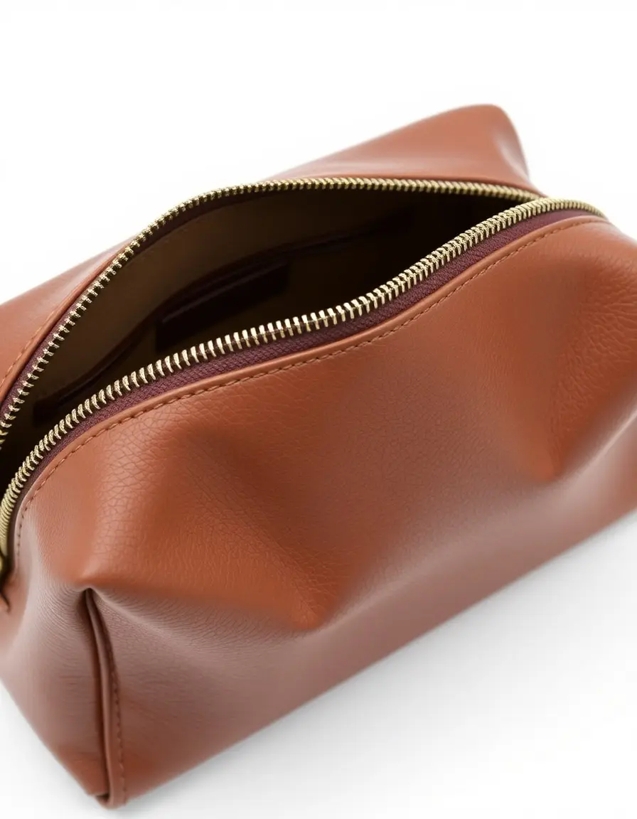 Pochette homme cuir marron avec fermeture éclair robuste