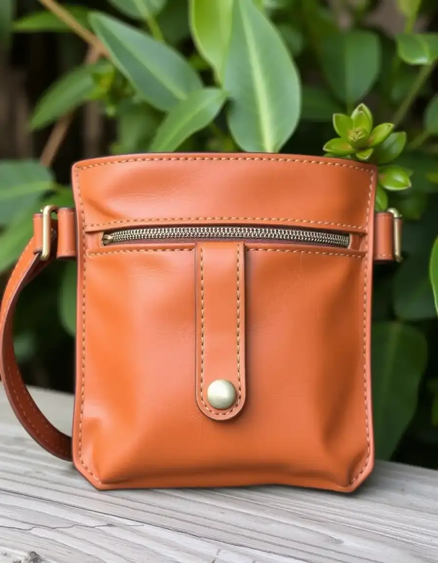 Pochette ceinture homme cuir tan style vintage