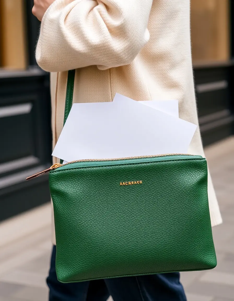 Pochette porte-document homme cuir vert émeraude