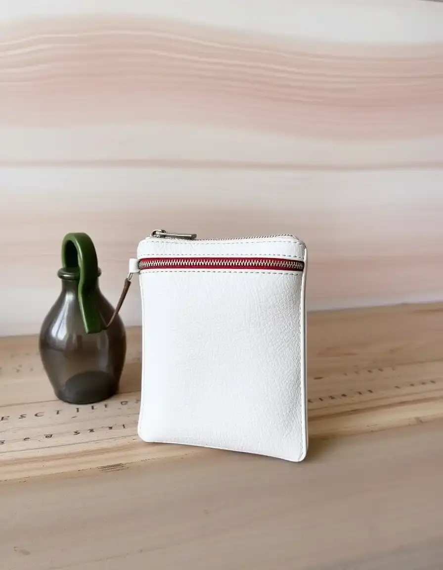 Pochette fine homme cuir blanc ultra-minimaliste