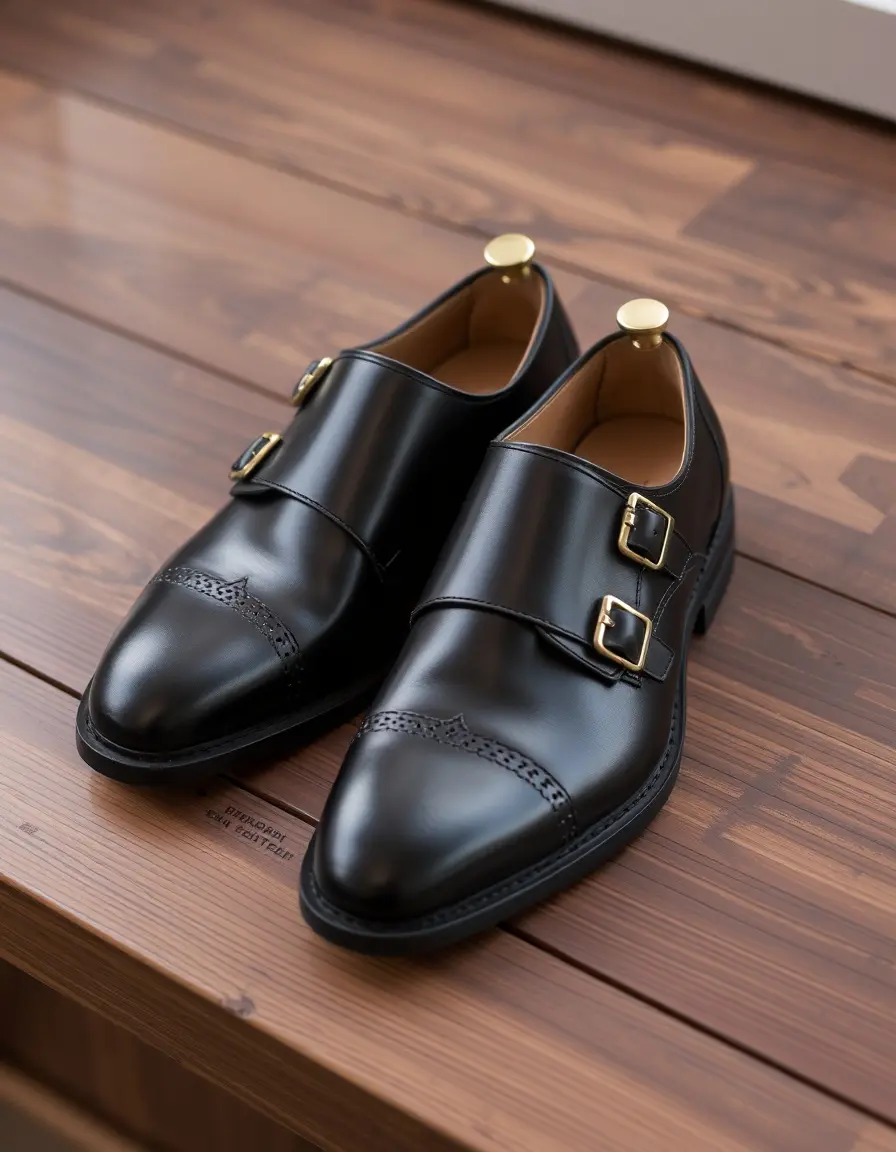 Chaussure à boucles Monk Strap en cuir