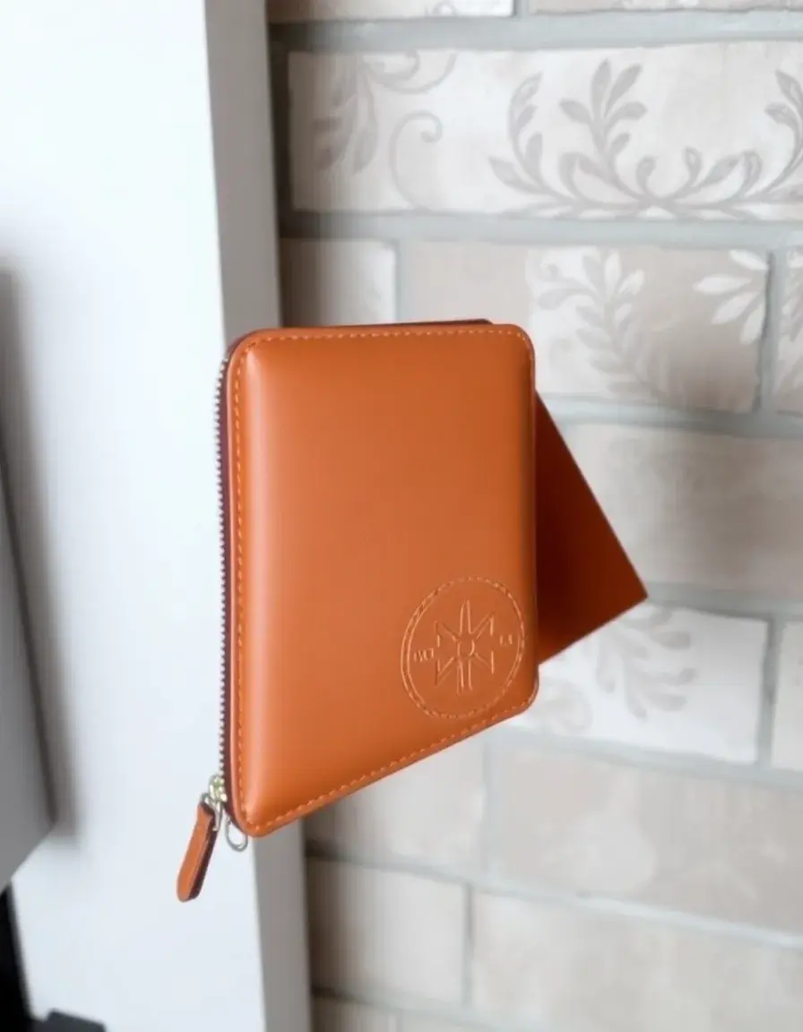 Grand portefeuille zippé couleur fauve pour femme