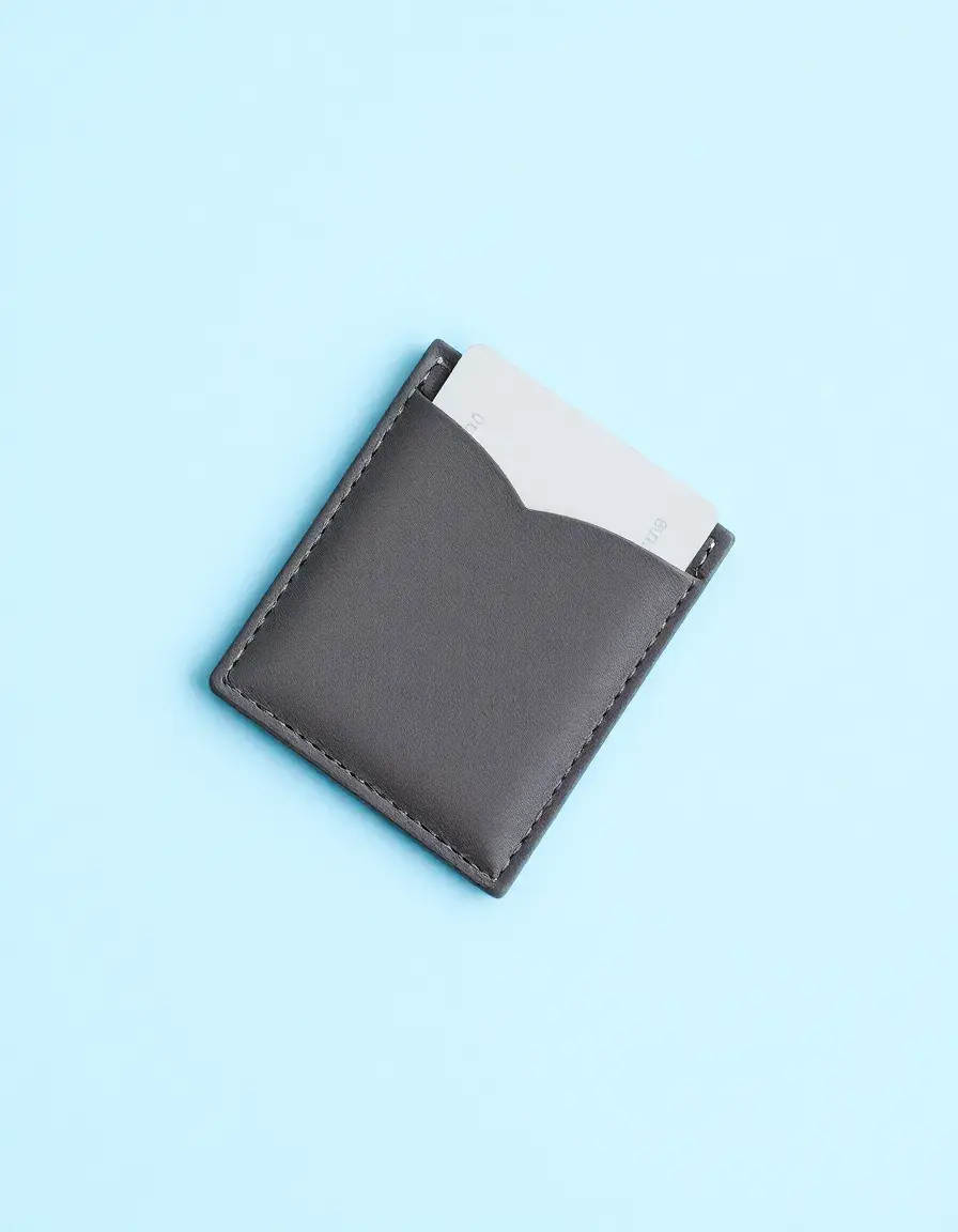 Porte-cartes en cuir gris minimaliste