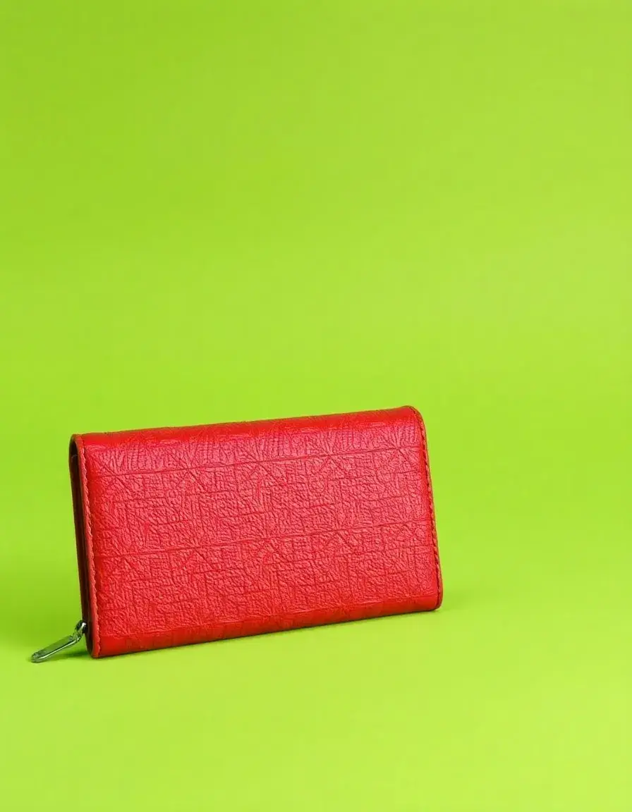 Portefeuille cuir rouge à motifs pour femme