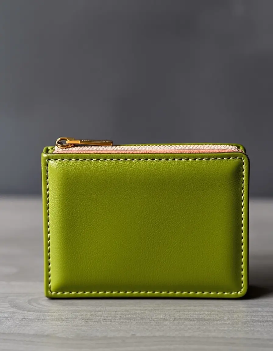 Portefeuille cuir ultra slim vert foncé femme