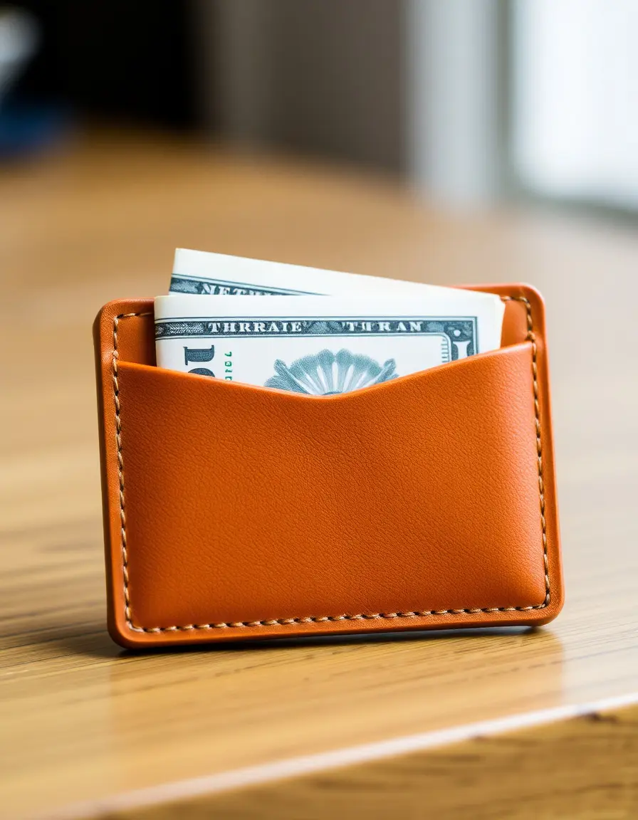 Portefeuille avec pince à billets en cuir tan