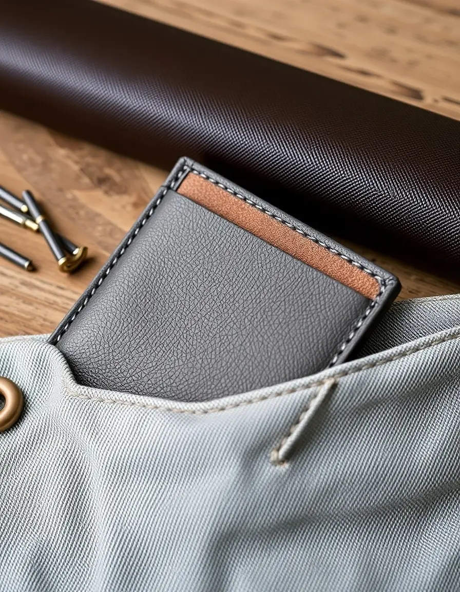Portefeuille compact gris pour poche avant