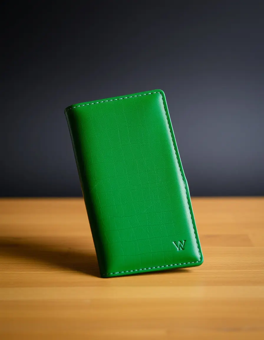 Portefeuille long homme en cuir vert forêt