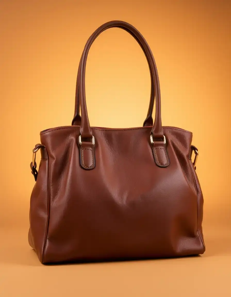 Sac à main chic en pu cuir marron avec détails de grain naturel