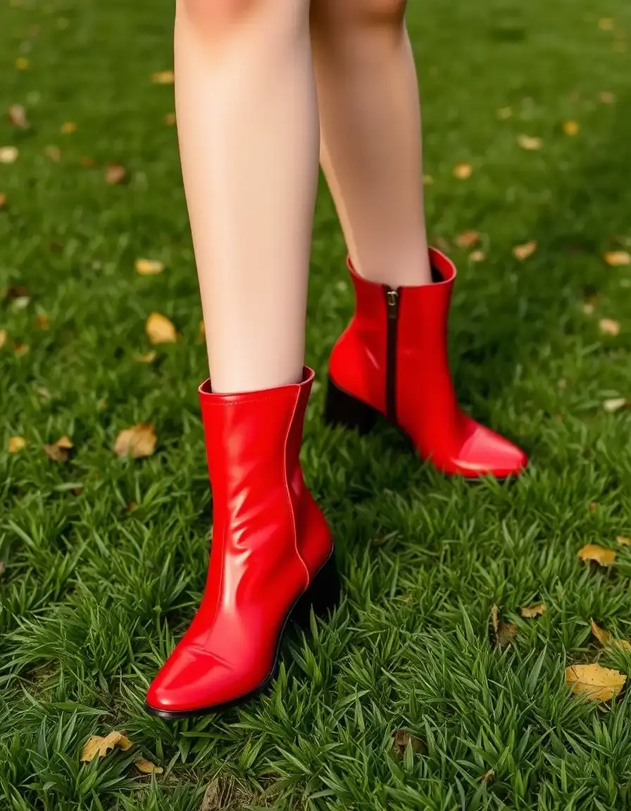 Bottines audacieuses en pu cuir rouge verni