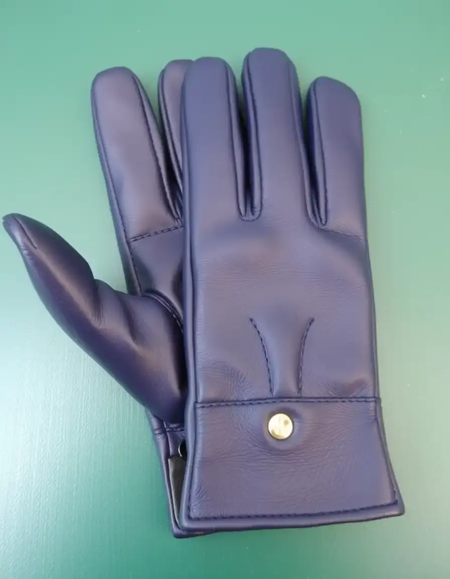 Gants raffinés en pu cuir bleu marine pour l'hiver