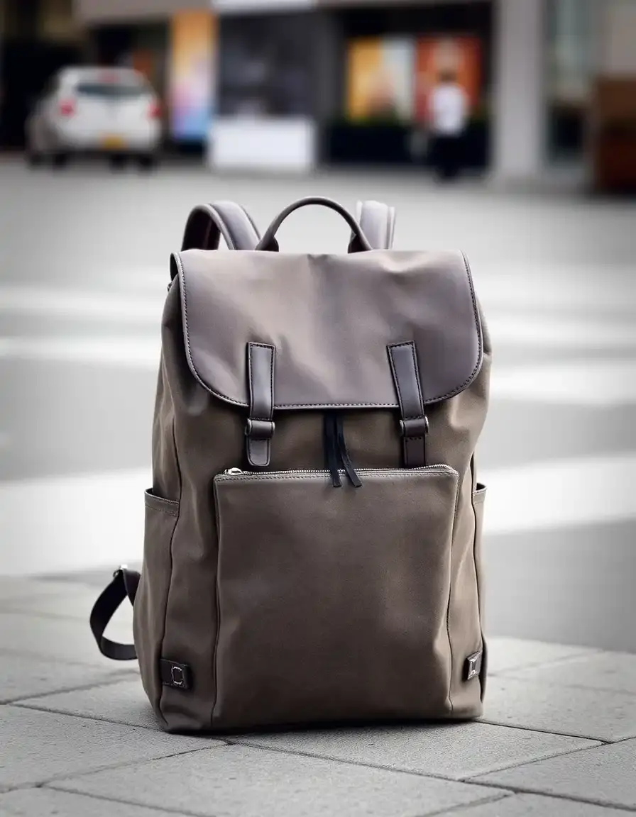 Sac à dos cuir gris pour ordinateur portable femme