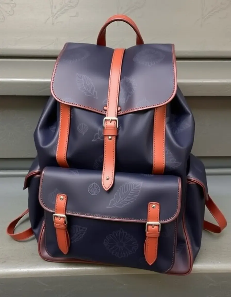 Sac à dos cuir bleu marine format voyage femme