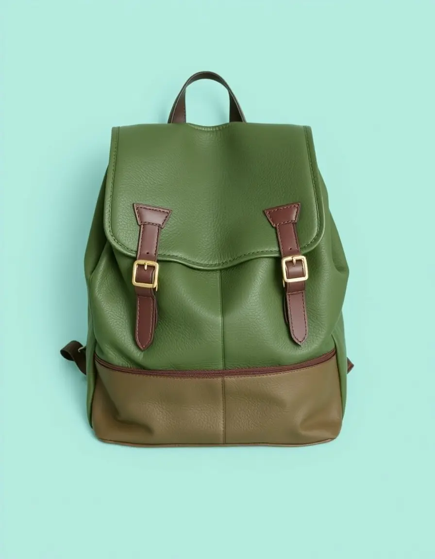 Sac à dos cuir femme vert sapin style décontracté