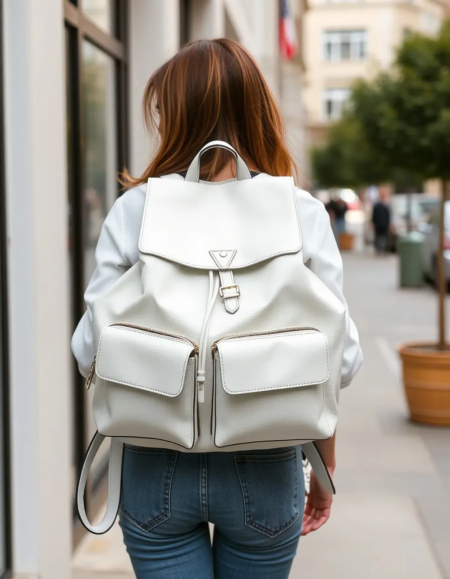 Sac à dos cuir blanc élégant et lumineux pour femme