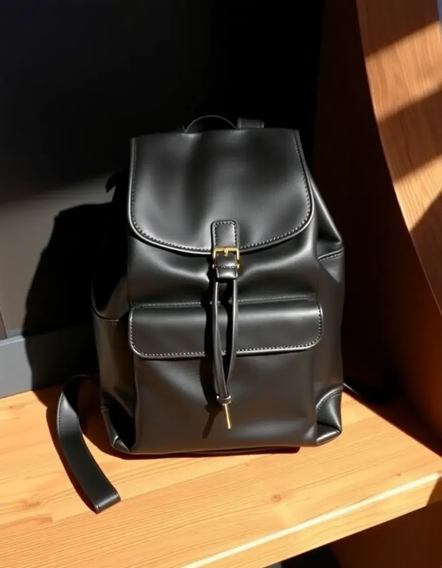 Sac à dos femme cuir classique noir design épuré