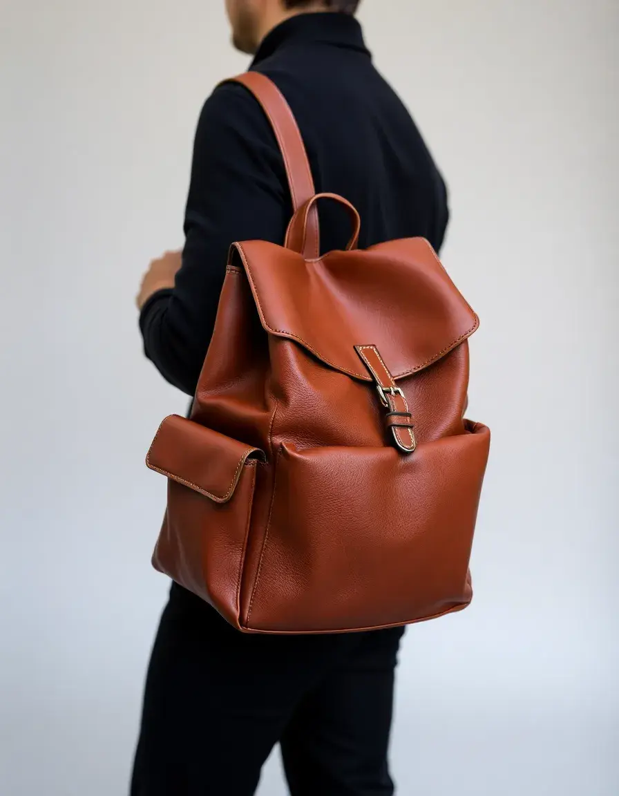 Sac à dos femme cuir moderne marron camel