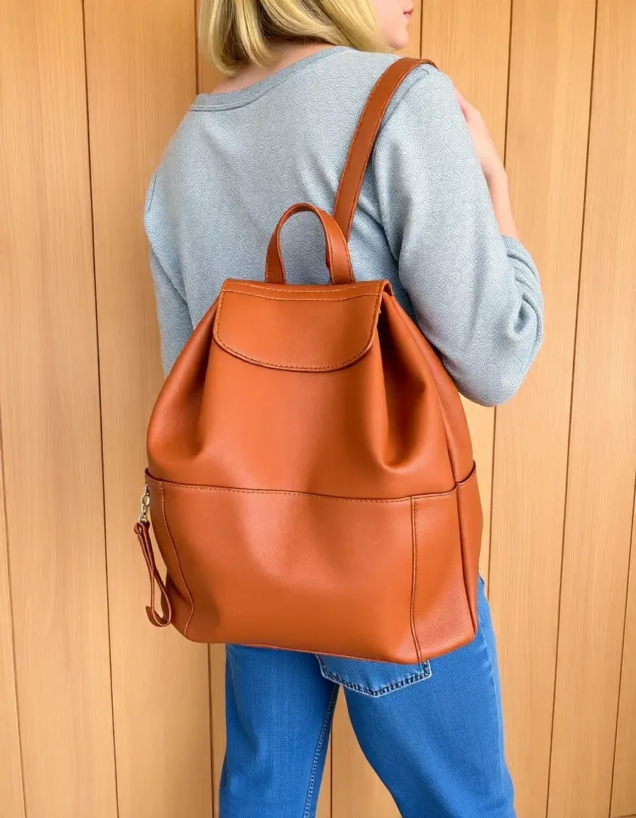 Petit sac à dos femme cuir tan format compact