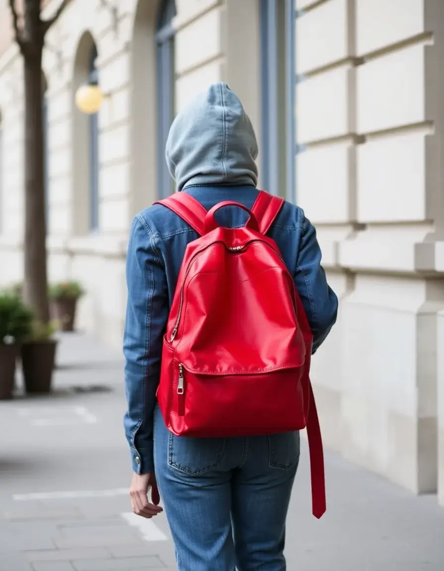 Sac à dos femme cuir rouge système anti-vol