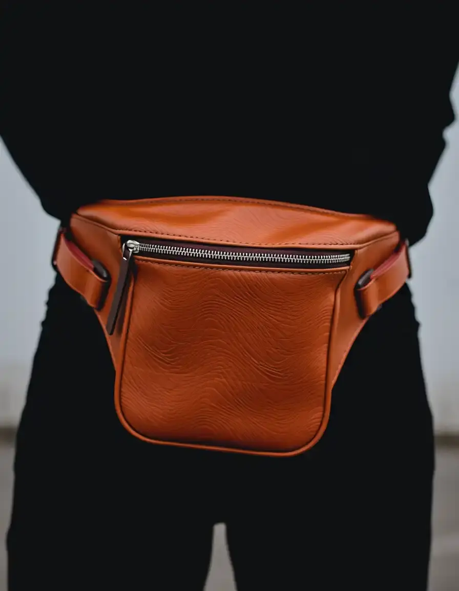 Sac banane cuir femme marron vintage