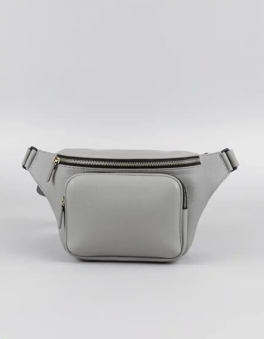 Petit sac banane cuir gris minimaliste