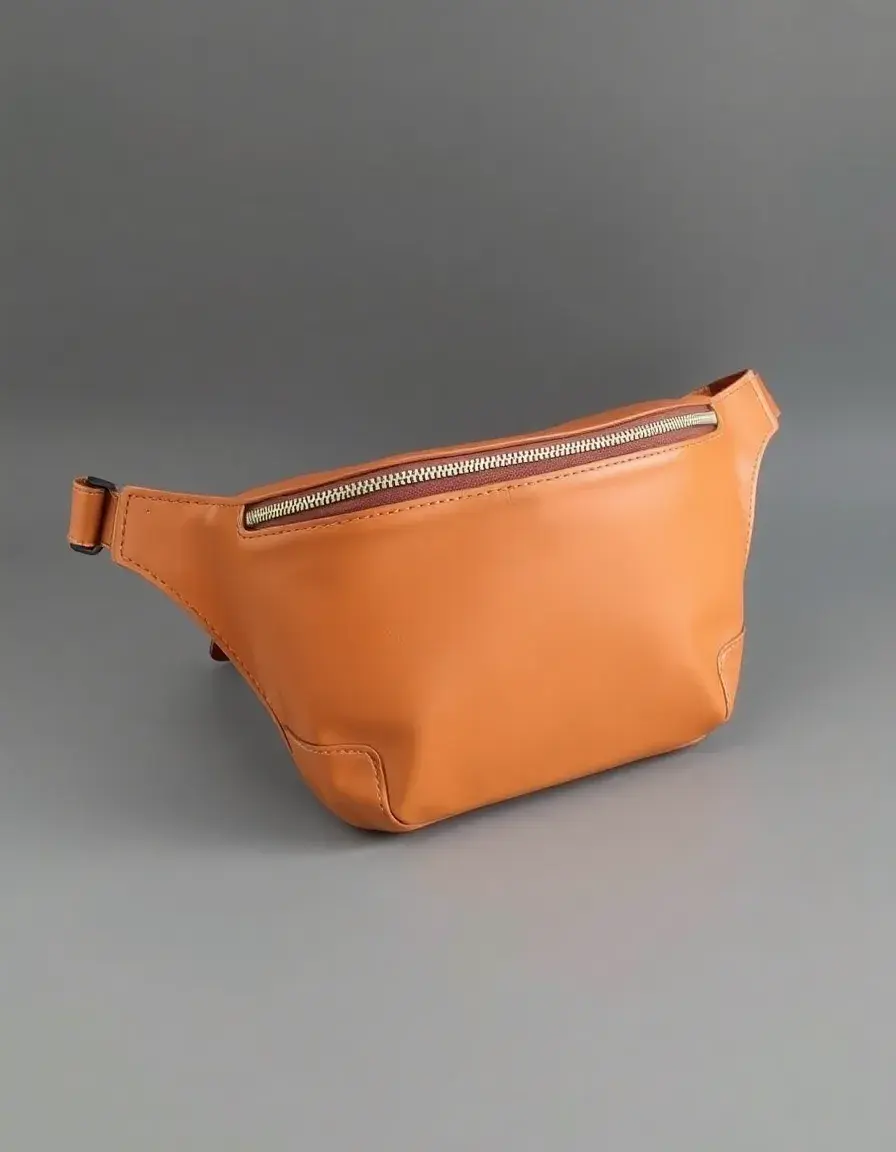 Sac banane en cuir fauve avec zips apparents