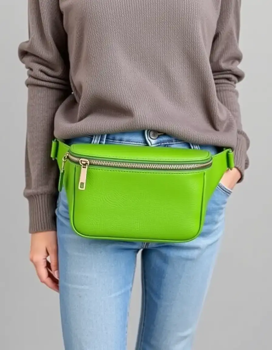 Sac banane mode en cuir vert forêt