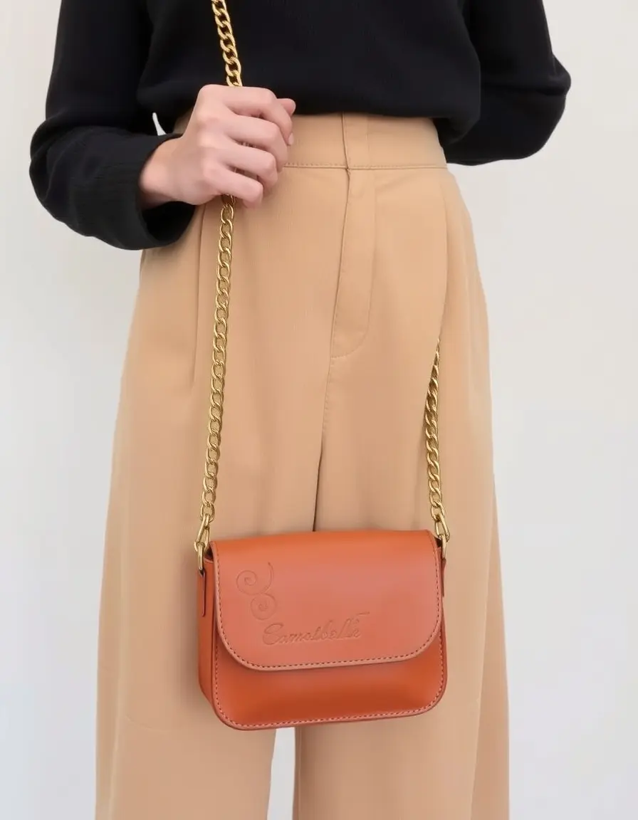 Petit sac bandoulière cuir femme couleur tan fauve