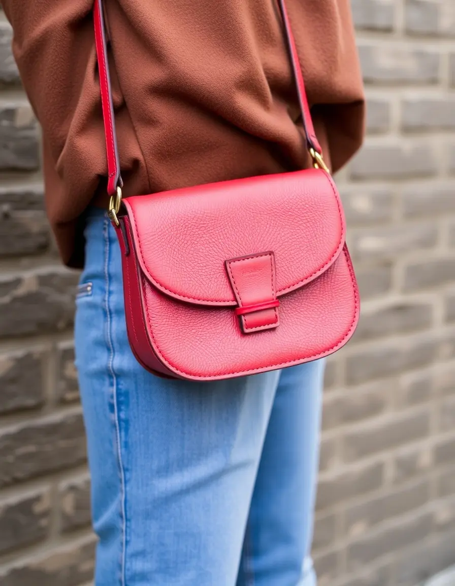 Sac à rabat en cuir rouge femme