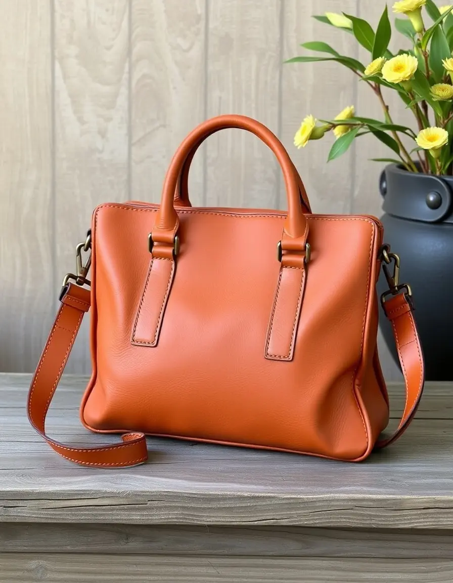 Sac cartable en cuir tan pour femme