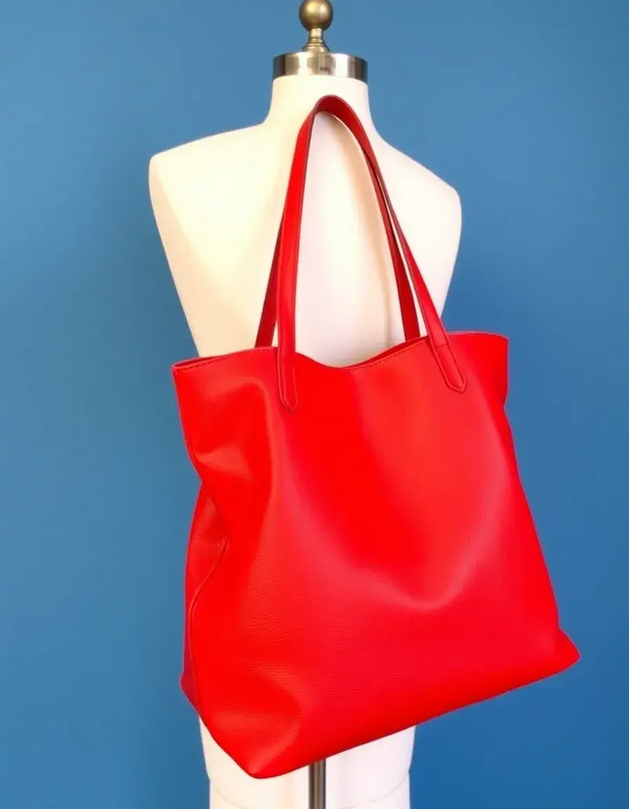 Grand sac cabas en cuir rouge pour femme