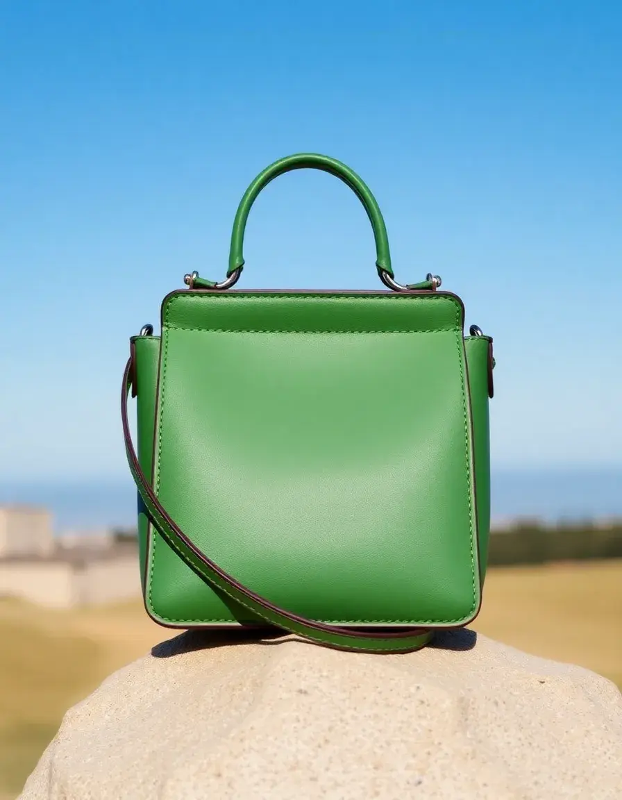 Petit sac bandoulière en cuir vert pour femme