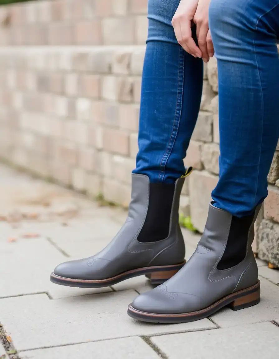Chelsea boots homme cuir gris moderne