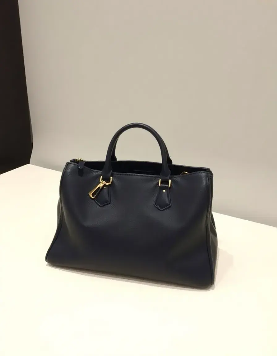 Sac cabas cuir marine structuré et rigide