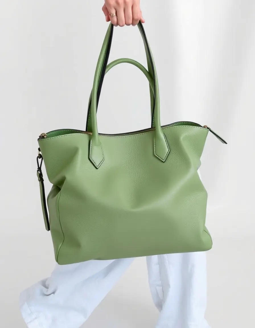 Sac cabas cuir souple vert émeraude