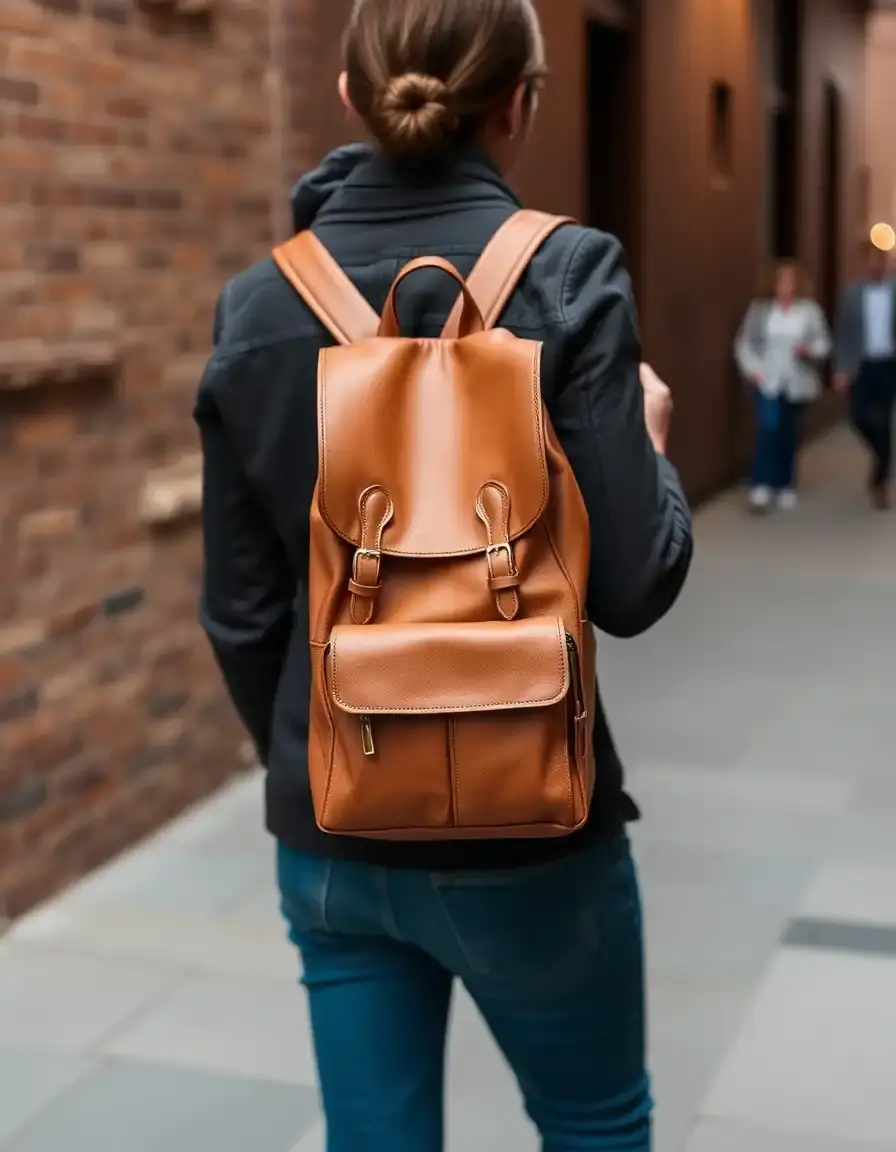 Sac à dos cuir femme couleur tan fauve