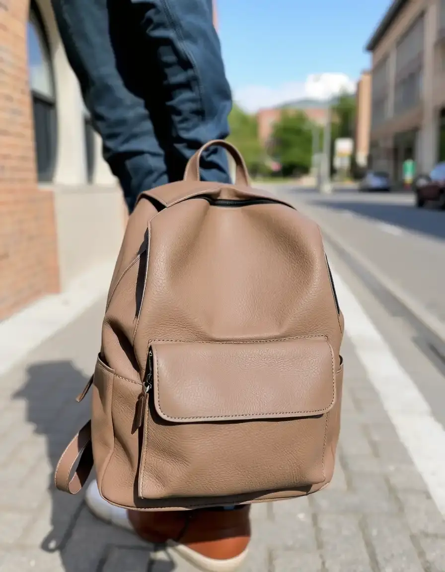 Sac à dos cuir femme gris moderne
