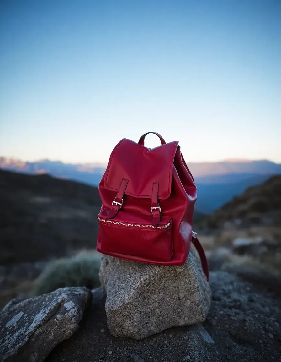 Sac à dos cuir femme rouge cerise
