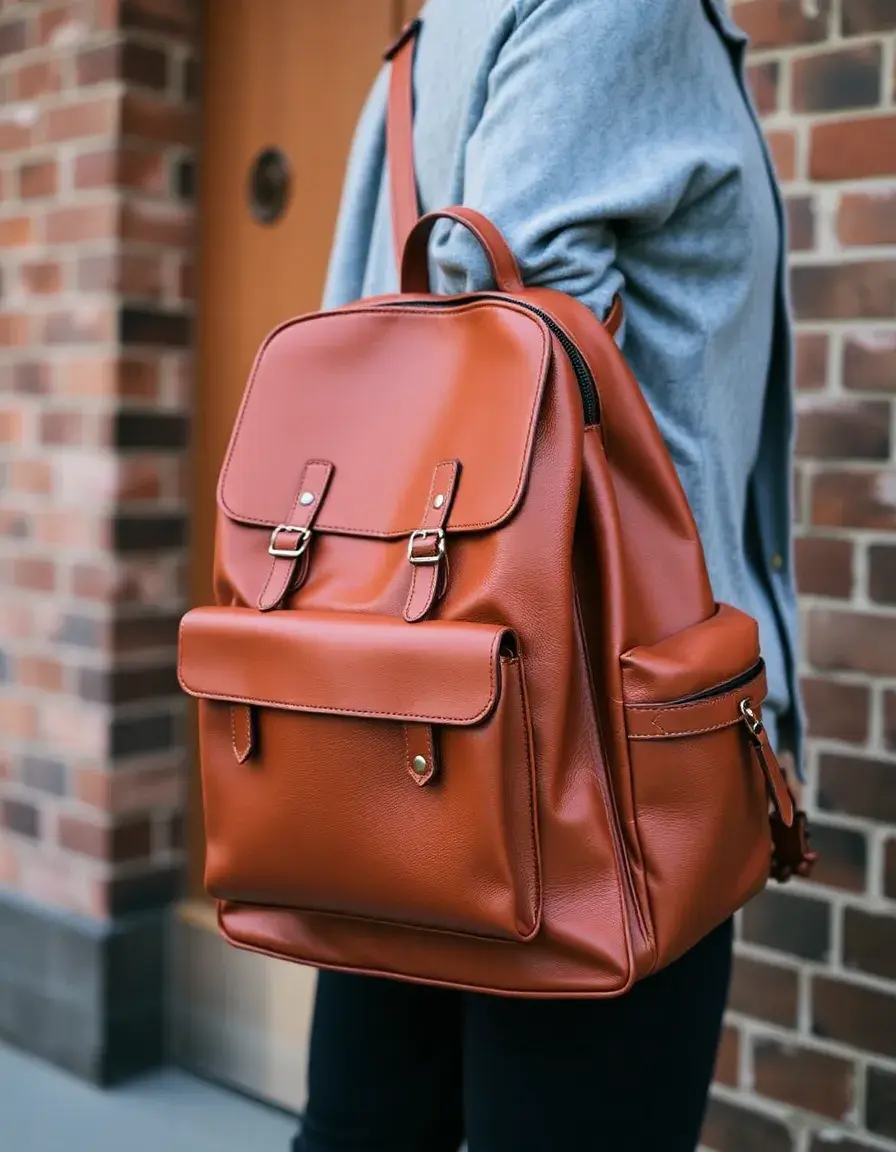 Sac à dos cuir brun pour femme style vintage