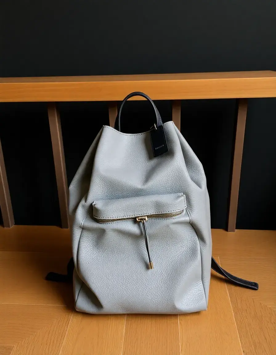 Sac à dos cuir gris minimaliste pour femme