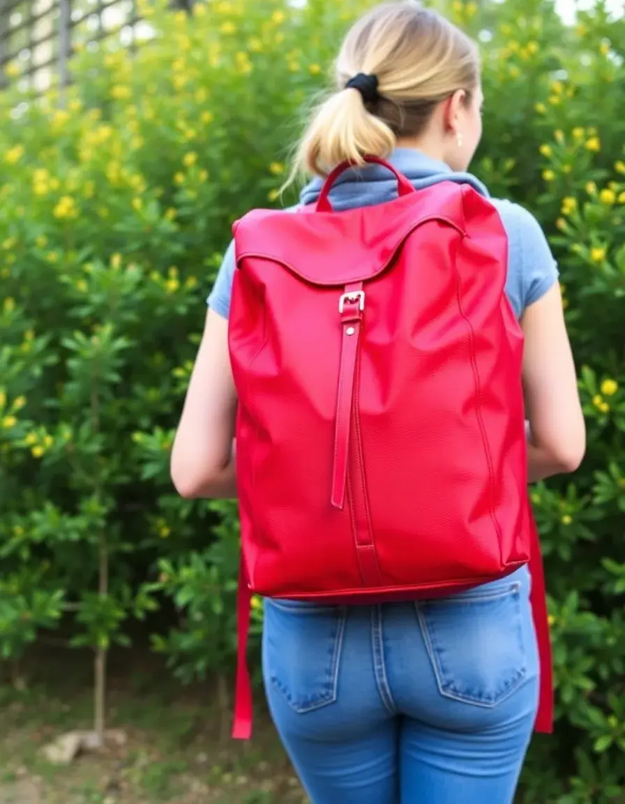 Sac à dos cuir rouge pour femme style randonnée urbaine