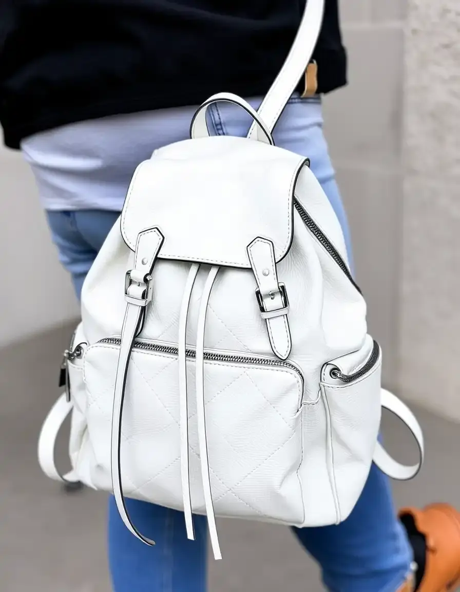 Sac à dos cuir blanc pour femme look minimaliste