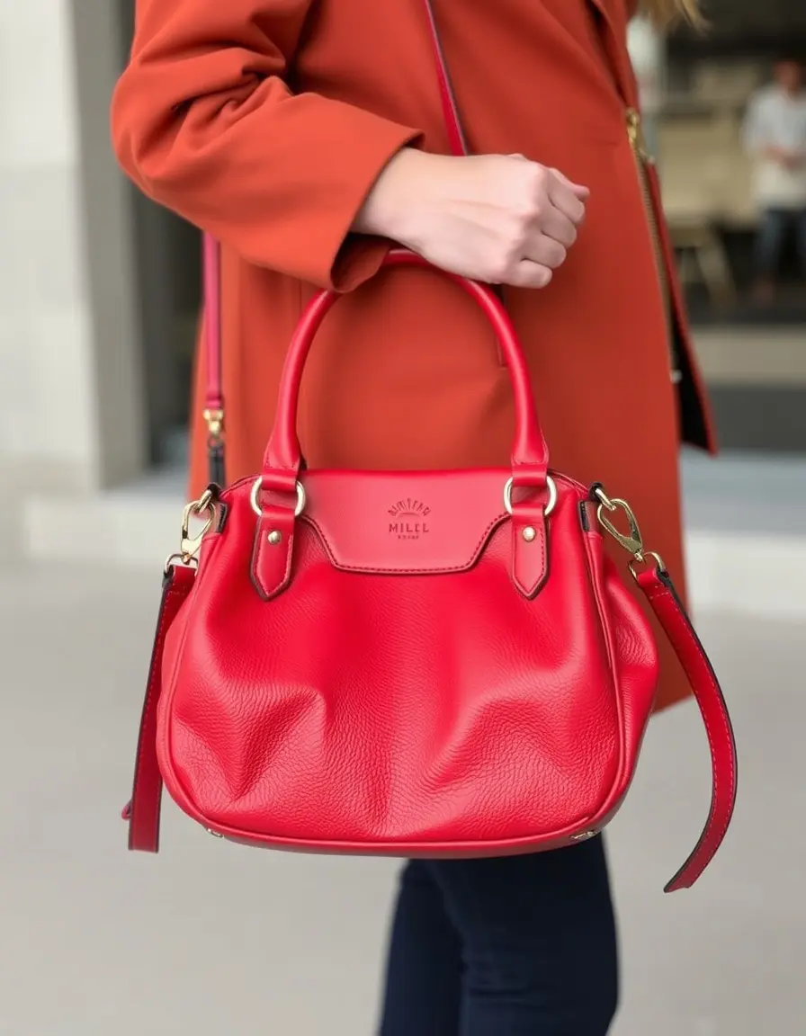 Sac bandoulière cuir rouge bordeaux pour femme