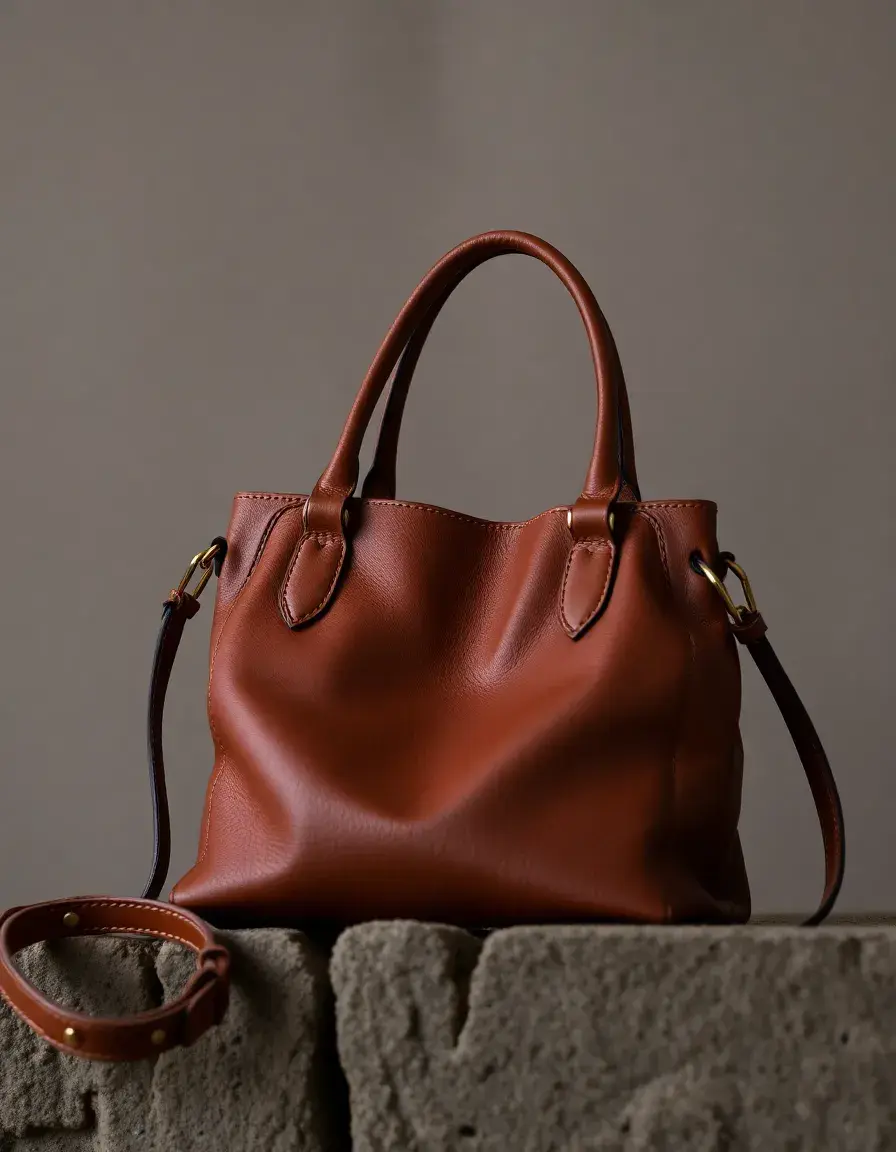 Sac femme cuir bandoulière marron design moderne
