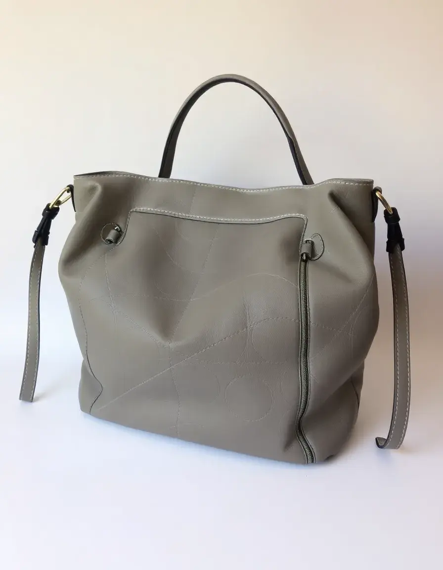 Grand sac femme cuir bandoulière gris spacieux