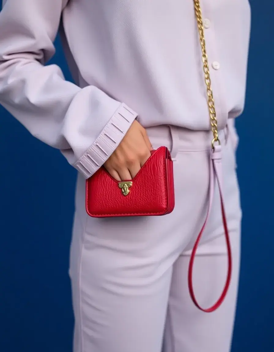 Sac femme cuir bandoulière rouge avec chaîne