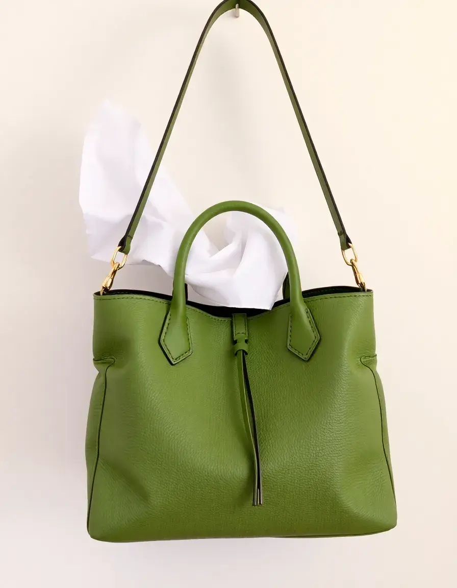 Sac homme bandoulière cuir vert forêt