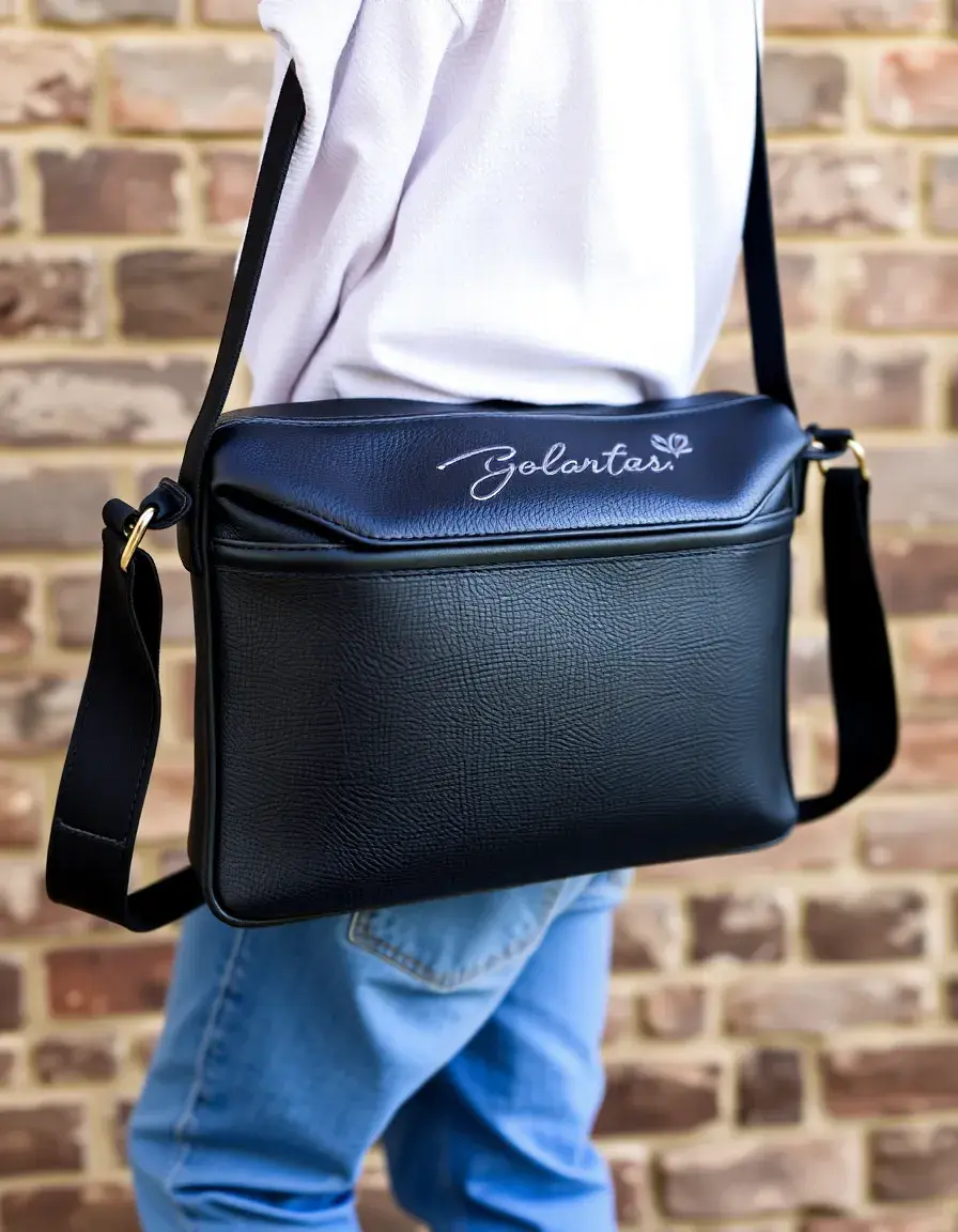 Sac Messenger noir pour homme en cuir véritable