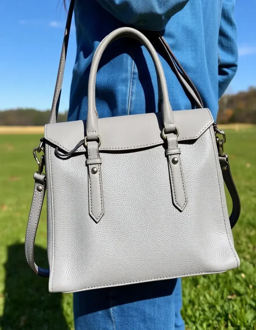 Sacoche grise en cuir pour homme